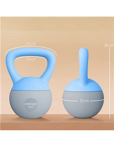 SPORTNOW 8KG Soft Kettlebell, Kettlebell with Non-Slip Handle for Home Gym, Weight Lifting, Strength Training, Light Blue/Grey