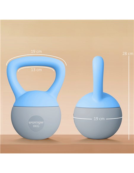 SPORTNOW 8KG Soft Kettlebell, Kettlebell with Non-Slip Handle for Home Gym, Weight Lifting, Strength Training, Light Blue/Grey - pic 174329 | FastDaddyshop