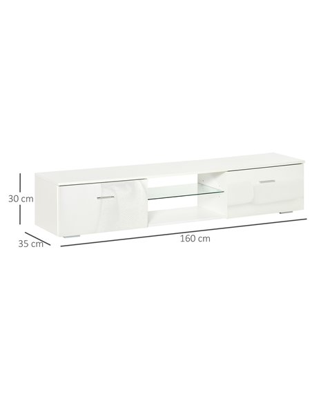 Homcom 1600mm TV Stand Cabinet with LED RGB Lights and Remote Control, White - pic 17433 | FastDaddyshop