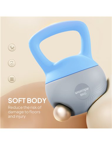 SPORTNOW 8KG Soft Kettlebell, Kettlebell with Non-Slip Handle for Home Gym, Weight Lifting, Strength Training, Light Blue/Grey