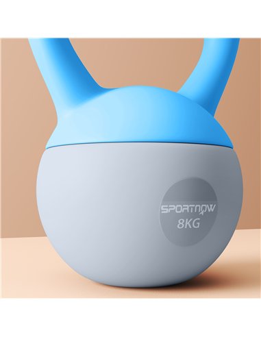 SPORTNOW 8KG Soft Kettlebell, Kettlebell with Non-Slip Handle for Home Gym, Weight Lifting, Strength Training, Light Blue/Grey