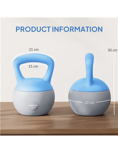 SPORTNOW 12KG Soft Kettlebell, Kettlebell with Non-Slip Handle for Home Gym, Weight Lifting, Strength Training, Light Blue/Grey
