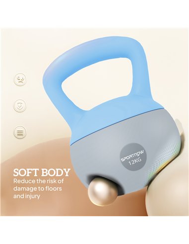 SPORTNOW 12KG Soft Kettlebell, Kettlebell with Non-Slip Handle for Home Gym, Weight Lifting, Strength Training, Light Blue/Grey