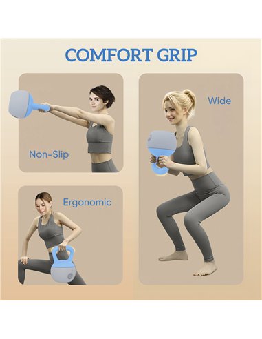 SPORTNOW 12KG Soft Kettlebell, Kettlebell with Non-Slip Handle for Home Gym, Weight Lifting, Strength Training, Light Blue/Grey