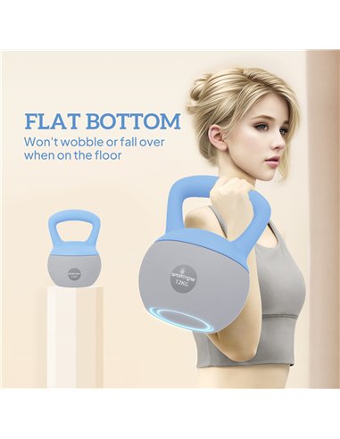 SPORTNOW 12KG Soft Kettlebell, Kettlebell with Non-Slip Handle for Home Gym, Weight Lifting, Strength Training, Light Blue/Grey