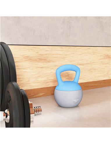 SPORTNOW 12KG Soft Kettlebell, Kettlebell with Non-Slip Handle for Home Gym, Weight Lifting, Strength Training, Light Blue/Grey