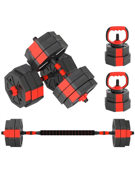 SPORTNOW 4-in-1 Adjustable Weight Dumbbells Set, Used as Kettlebell, Barbell, Dumbbell, Push-Up Stand, 30kg Free Weights Set for - pic 174345 | FastDaddyshop