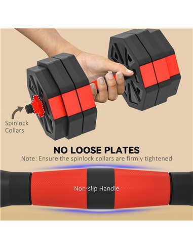 SPORTNOW 4-in-1 Adjustable Weight Dumbbells Set, Used as Kettlebell, Barbell, Dumbbell, Push-Up Stand, 30kg Free Weights Set for
