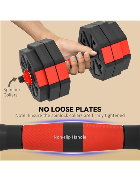 SPORTNOW 4-in-1 Adjustable Weight Dumbbells Set, Used as Kettlebell, Barbell, Dumbbell, Push-Up Stand, 30kg Free Weights Set for - pic 174350 | FastDaddyshop