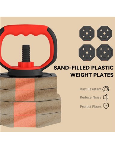 SPORTNOW 4-in-1 Adjustable Weight Dumbbells Set, Used as Kettlebell, Barbell, Dumbbell, Push-Up Stand, 30kg Free Weights Set for