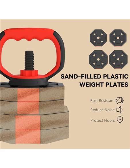 SPORTNOW 4-in-1 Adjustable Weight Dumbbells Set, Used as Kettlebell, Barbell, Dumbbell, Push-Up Stand, 30kg Free Weights Set for - pic 174351 | FastDaddyshop