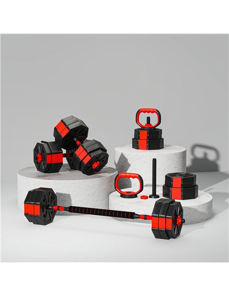 SPORTNOW 4-in-1 Adjustable Weight Dumbbells Set, Used as Kettlebell, Barbell, Dumbbell, Push-Up Stand, 30kg Free Weights Set for - pic 174353 | FastDaddyshop