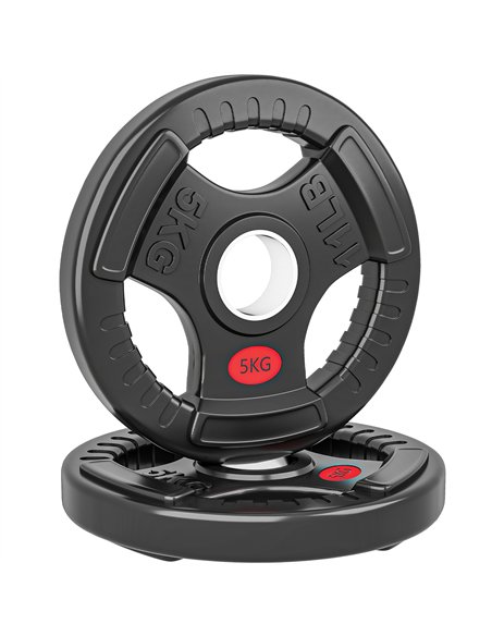 SPORTNOW Olympic Weight Plates, 2"/5cm Weight Disc Pair with Tri-Grips, 2 x 5kg Dumbbell Plates for Weightlifting and Strength T - pic 174354 | FastDaddyshop