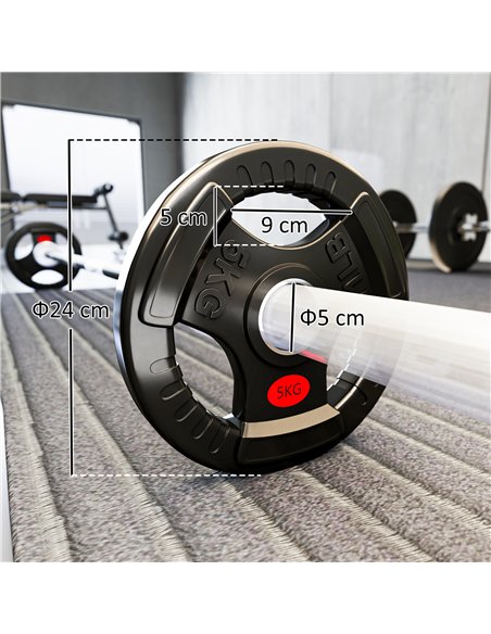 SPORTNOW Olympic Weight Plates, 2"/5cm Weight Disc Pair with Tri-Grips, 2 x 5kg Dumbbell Plates for Weightlifting and Strength T - pic 174356 | FastDaddyshop