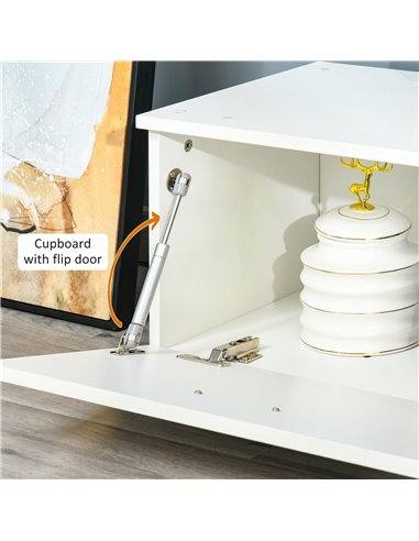 Homcom 1600mm TV Stand Cabinet with LED RGB Lights and Remote Control, White