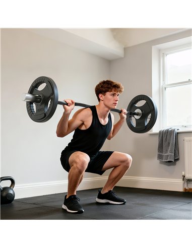 SPORTNOW 4ft Olympic EZ Curl Bar, Barbell Bar for 2" Weight Plates with Non-Slip Hand Grip 120cm