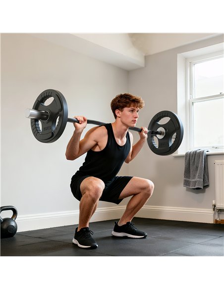 SPORTNOW 4ft Olympic EZ Curl Bar, Barbell Bar for 2" Weight Plates with Non-Slip Hand Grip 120cm - pic 174364 | FastDaddyshop