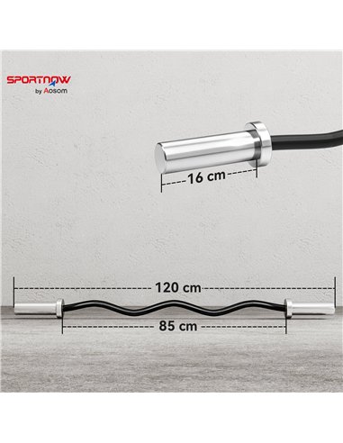 SPORTNOW 4ft Olympic EZ Curl Bar, Barbell Bar for 2" Weight Plates with Non-Slip Hand Grip 120cm