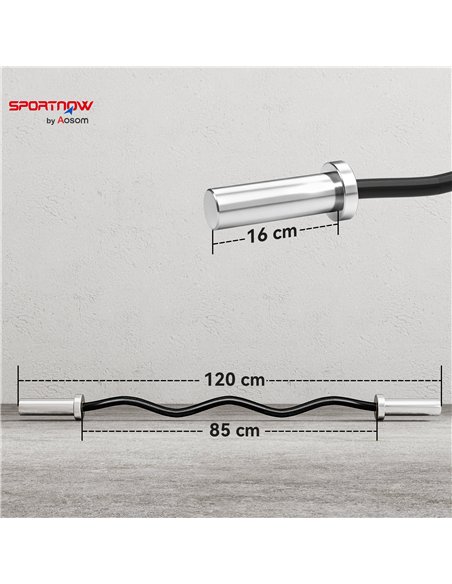 SPORTNOW 4ft Olympic EZ Curl Bar, Barbell Bar for 2" Weight Plates with Non-Slip Hand Grip 120cm - pic 174365 | FastDaddyshop