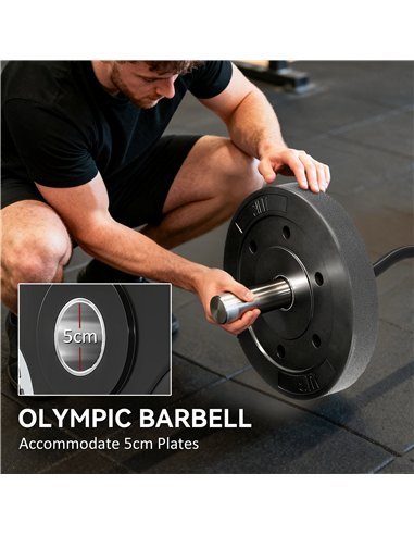 SPORTNOW 4ft Olympic EZ Curl Bar, Barbell Bar for 2" Weight Plates with Non-Slip Hand Grip 120cm