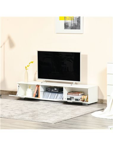 Homcom 1600mm TV Stand Cabinet with LED RGB Lights and Remote Control, White