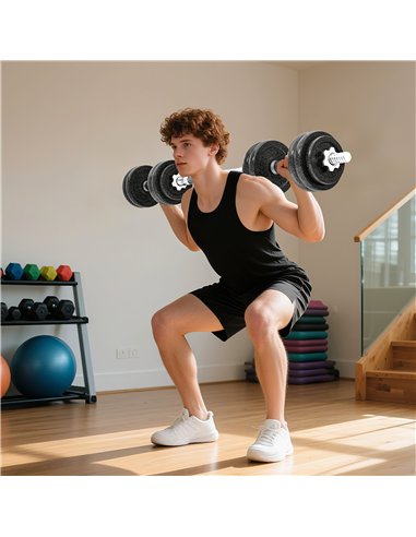 SPORTNOW 2-in-1 Adjustable Dumbbells Set, 30kg Weights Dumbbells Set with Non-Slip Grip for Strength Training, Weight Lifting, B