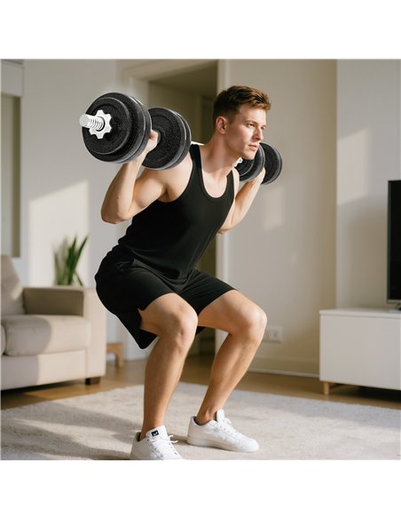 SPORTNOW 2-in-1 Adjustable Dumbbells Set, 30kg Weights Dumbbells Set with Non-Slip Grip for Strength Training, Weight Lifting, B - pic 174380 | FastDaddyshop