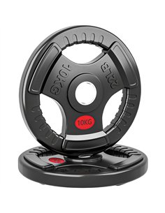 SPORTNOW Olympic Weight Plates, 2"/5cm Weight Disc Pair with Tri-Grips, 2 x 10kg Dumbbell Plates for Weightlifting and Strength 