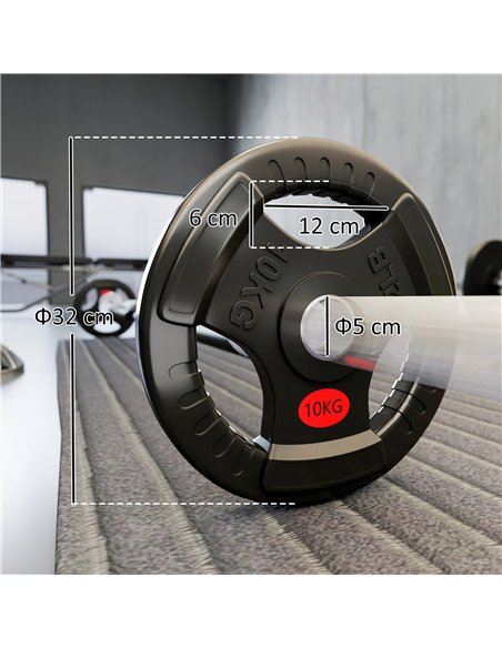 SPORTNOW Olympic Weight Plates, 2"/5cm Weight Disc Pair with Tri-Grips, 2 x 10kg Dumbbell Plates for Weightlifting and Strength  - pic 174383 | FastDaddyshop