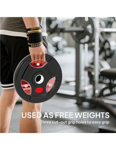 SPORTNOW Olympic Weight Plates, 2"/5cm Weight Disc Pair with Tri-Grips, 2 x 10kg Dumbbell Plates for Weightlifting and Strength  - pic 174384 | FastDaddyshop