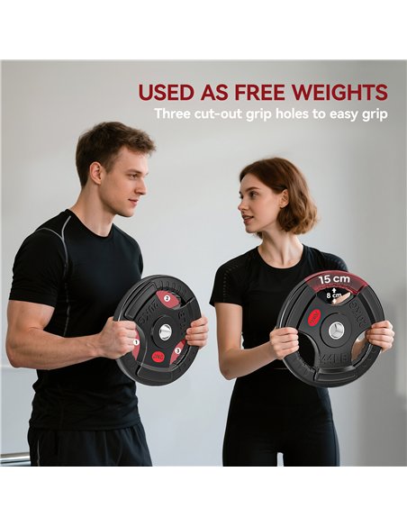 SPORTNOW Olympic Weight Plate, 2"/5cm Weight Disc with Tri-Grips, 20kg Dumbbell Plate for Weightlifting and Strength Training Ho - pic 174393 | FastDaddyshop