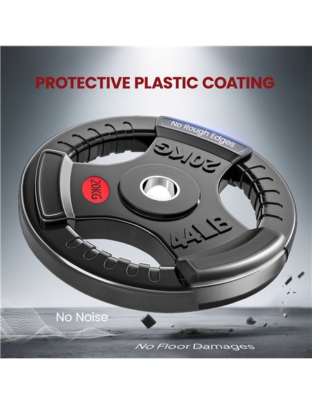 SPORTNOW Olympic Weight Plate, 2"/5cm Weight Disc with Tri-Grips, 20kg Dumbbell Plate for Weightlifting and Strength Training Ho - pic 174395 | FastDaddyshop