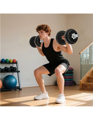 SPORTNOW 2-in-1 Adjustable Dumbbells Set, 20kg Weights Dumbbells Set with Non-Slip Grip for Strength Training, Weight Lifting, B