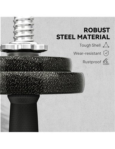 SPORTNOW 2-in-1 Adjustable Dumbbells Set, 20kg Weights Dumbbells Set with Non-Slip Grip for Strength Training, Weight Lifting, B