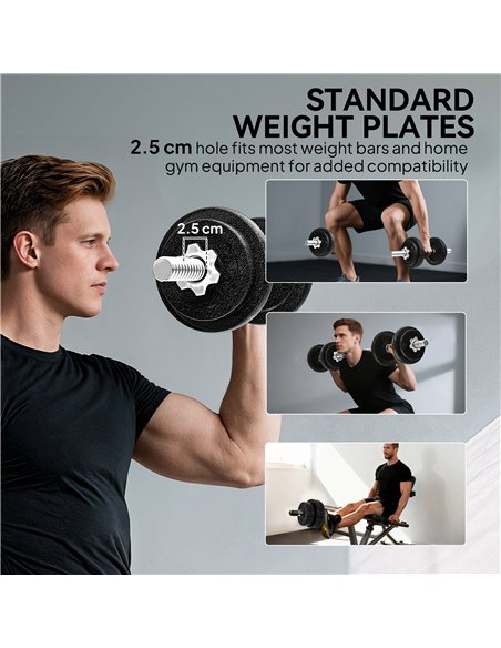 SPORTNOW 2-in-1 Adjustable Dumbbells Set, 20kg Weights Dumbbells Set with Non-Slip Grip for Strength Training, Weight Lifting, B - pic 174405 | FastDaddyshop