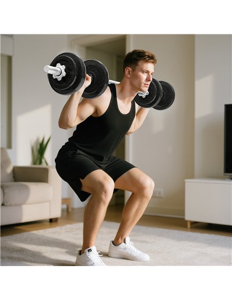 SPORTNOW 2-in-1 Adjustable Dumbbells Set, 20kg Weights Dumbbells Set with Non-Slip Grip for Strength Training, Weight Lifting, B - pic 174407 | FastDaddyshop