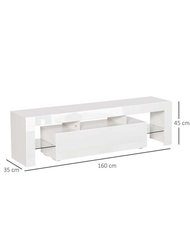 Homcom 1600mm High Gloss Futuristic TV Stand with LED Lights, White