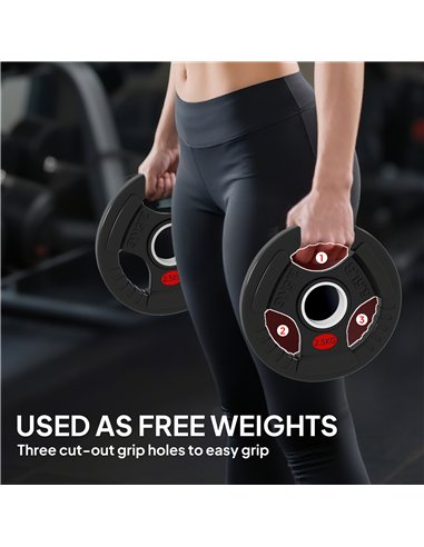 SPORTNOW Olympic Weight Plates, 2"/5cm Weight Disc Pair with Tri-Grips, 2 x 2.5kg Dumbbell Plates for Weightlifting and Strength