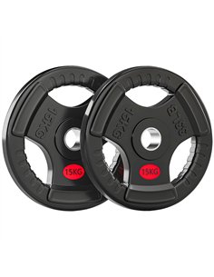 SPORTNOW Olympic Weight Plates, 2"/5cm Weight Disc Pair with Tri-Grips, 2 x 15kg Dumbbell Plates for Weightlifting and Strength 
