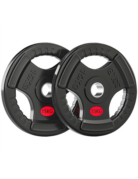 SPORTNOW Olympic Weight Plates, 2"/5cm Weight Disc Pair with Tri-Grips, 2 x 15kg Dumbbell Plates for Weightlifting and Strength  - pic 174417 | FastDaddyshop