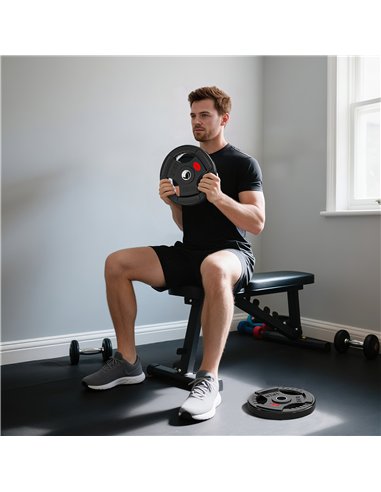 SPORTNOW Olympic Weight Plates, 2"/5cm Weight Disc Pair with Tri-Grips, 2 x 15kg Dumbbell Plates for Weightlifting and Strength 