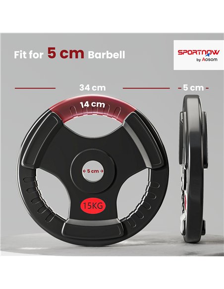 SPORTNOW Olympic Weight Plates, 2"/5cm Weight Disc Pair with Tri-Grips, 2 x 15kg Dumbbell Plates for Weightlifting and Strength  - pic 174419 | FastDaddyshop