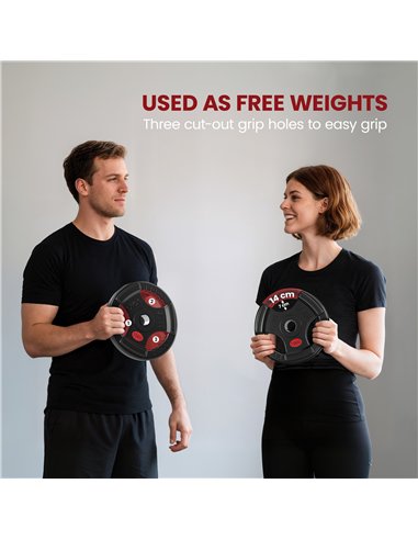 SPORTNOW Olympic Weight Plates, 2"/5cm Weight Disc Pair with Tri-Grips, 2 x 15kg Dumbbell Plates for Weightlifting and Strength 
