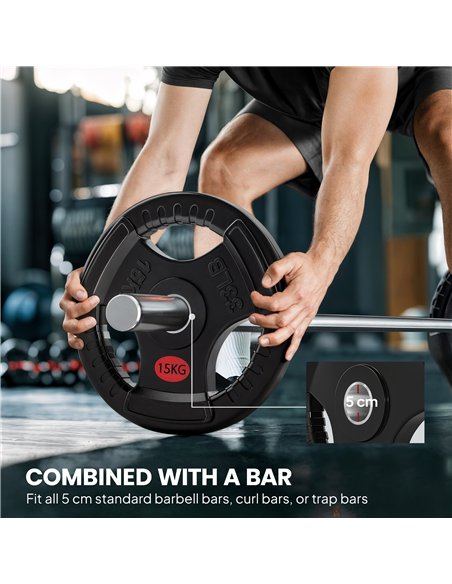 SPORTNOW Olympic Weight Plates, 2"/5cm Weight Disc Pair with Tri-Grips, 2 x 15kg Dumbbell Plates for Weightlifting and Strength  - pic 174421 | FastDaddyshop