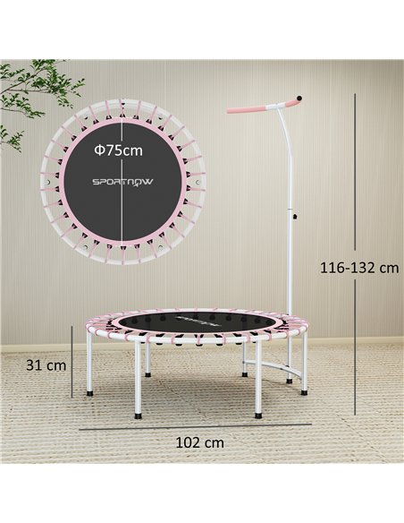 SPORTNOW 40" Fitness Trampoline, Mini Rebounder Trampoline for Adults with 5-Level Adjustable Handle, Indoor Exercise Bungee Reb - pic 174428 | FastDaddyshop