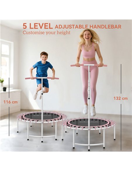 SPORTNOW 40" Fitness Trampoline, Mini Rebounder Trampoline for Adults with 5-Level Adjustable Handle, Indoor Exercise Bungee Reb - pic 174429 | FastDaddyshop