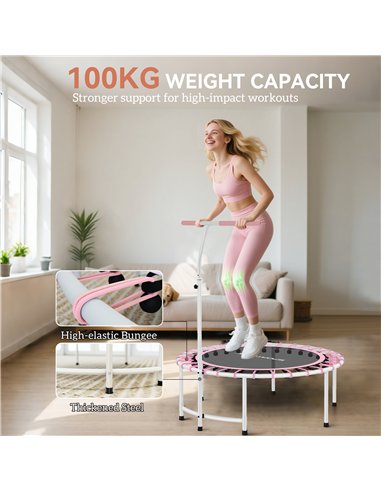 SPORTNOW 40" Fitness Trampoline, Mini Rebounder Trampoline for Adults with 5-Level Adjustable Handle, Indoor Exercise Bungee Reb