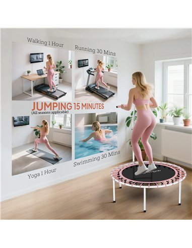 SPORTNOW 40" Fitness Trampoline, Mini Rebounder Trampoline for Adults with 5-Level Adjustable Handle, Indoor Exercise Bungee Reb