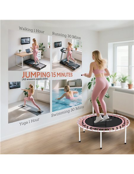 SPORTNOW 40" Fitness Trampoline, Mini Rebounder Trampoline for Adults with 5-Level Adjustable Handle, Indoor Exercise Bungee Reb - pic 174432 | FastDaddyshop