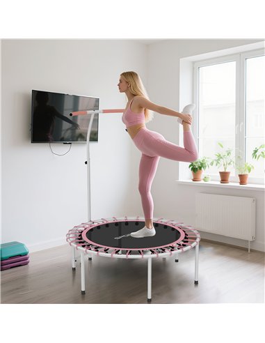 SPORTNOW 40" Fitness Trampoline, Mini Rebounder Trampoline for Adults with 5-Level Adjustable Handle, Indoor Exercise Bungee Reb